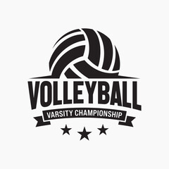 Volleyball Championship Logo Emblem Design Template. Vector Illustration