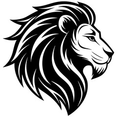 a sleek and elegant lion head side view silhouette