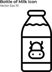 Bottle of Milk Icon in Line Style. Bottle of Milk Line Illustration.