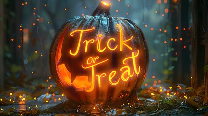 a halloween trick or treat background with orange lights
