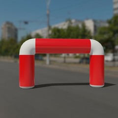 Inflatable arch. Inflatable portal. Mockup for design presentation.(square shape) (red)	