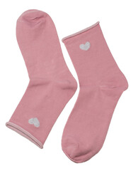 Beautiful comfortable women's socks. Isolated on transparent. Top view. Flat lay.
