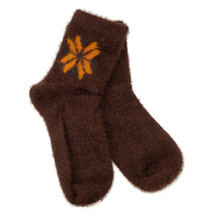 Beautiful comfortable women's socks. Isolated on transparent. Top view. Flat lay.