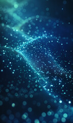 A digital rendering of abstract blue and green bokeh lights on a gently waving surface. Abstract Blue And Green Bokeh Lights On A Wavy Surface.