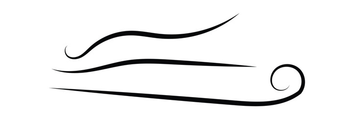 Set wind blow line icon. Blowing wind outline icons. Windy weather symbol, logo - vector