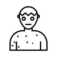 Boy chicken pox icon linear logo mark in black and white