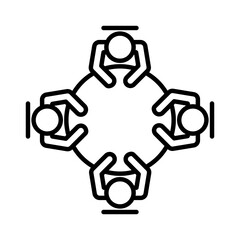 Business meeting icon linear logo mark in black and white