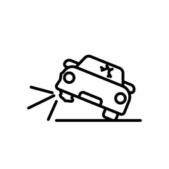 car accident icon linear logo mark in black and white