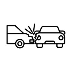 car side crash icon linear logo mark in black and white