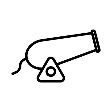 recommend clip art: Cannon icon linear logo mark in black and white