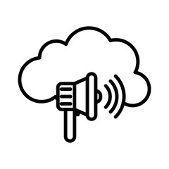 Cloud Marketing icon linear logo mark in black and white