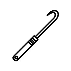 Crochet needle icon linear logo mark in black and white