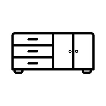 recommend clip art: Credenza icon linear logo mark in black and white