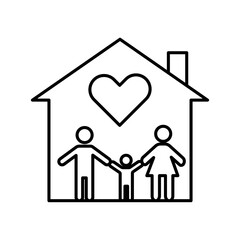 family safe at home icon linear logo mark in black and white