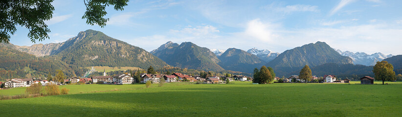 tourist resort Oberstdorf, view to the village and mountains, allgau alps