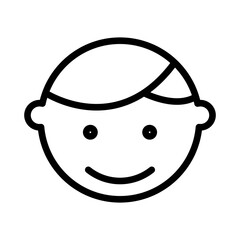 Happy boy face icon linear logo mark in black and white