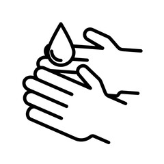 hand gel icon linear logo mark in black and white