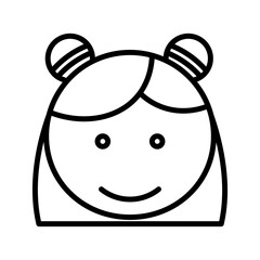 Happy girl face icon linear logo mark in black and white