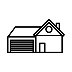 house with garage icon linear logo mark in black and white