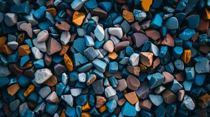 Colorful pebbles texture. A vibrant image showcasing a variety of colorful pebbles, perfect for backgrounds and design projects.