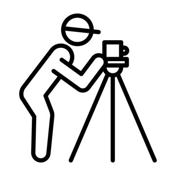 recommend clip art: land surveyor icon linear logo mark in black and white