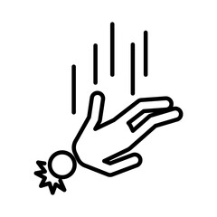 man fall down icon linear logo mark in black and white