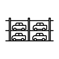 Multi Storey Parking icon linear logo mark in black and white