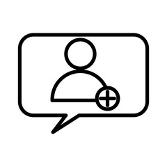 Person conversation icon linear logo mark in black and white