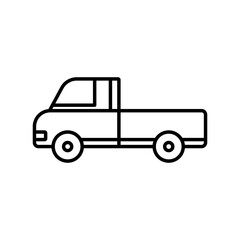 Pickup truck icon linear logo mark in black and white