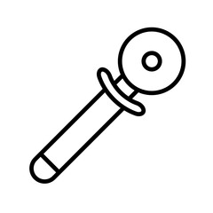 Pizza Cuttier icon linear logo mark in black and white
