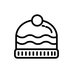 Winter cap icon linear logo mark in black and white