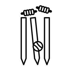 Wicket Stump icon linear logo mark in black and white