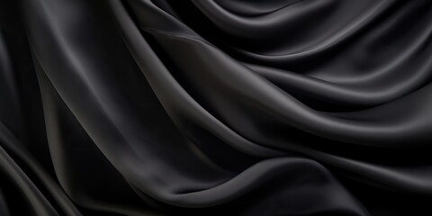 Fototapeta premium Black silk texture surface decorative background scene