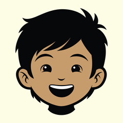 A Boy Happy Mode Emoji Style. Sad kids avatars. Cute children smiling, boy girl in rounds vector set. Illustration girl and boy avatar, happy kids, child happiness. Boy Face Vector illustration.