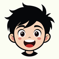 A Boy Happy Mode Emoji Style. Sad kids avatars. Cute children smiling, boy girl in rounds vector set. Illustration girl and boy avatar, happy kids, child happiness. Boy Face Vector illustration.