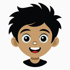 A Boy Happy Mode Emoji Style. Sad kids avatars. Cute children smiling, boy girl in rounds vector set. Illustration girl and boy avatar, happy kids, child happiness. Boy Face Vector illustration.