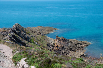 Magnifique paysage de mer depuis le sentier côtier GR34 du cap d'Erquy - Bretagne France