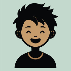 A Boy Happy Mode Emoji Style. Sad kids avatars. Cute children smiling, boy girl in rounds vector set. Illustration girl and boy avatar, happy kids, child happiness. Boy Face Vector illustration.