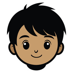 A Boy Happy Mode Emoji Style. Sad kids avatars. Cute children smiling, boy girl in rounds vector set. Illustration girl and boy avatar, happy kids, child happiness. Boy Face Vector illustration.