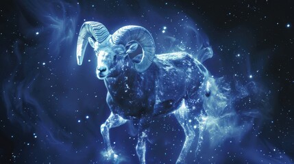 Fototapeta premium A ram with a starry background