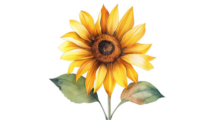 Naklejka premium A yellow flower with a green stem isolated on a white background