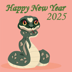 Vector image of the symbol of 2025. The new year is 2025 according to the Chinese calendar. Cute vector snake.	
