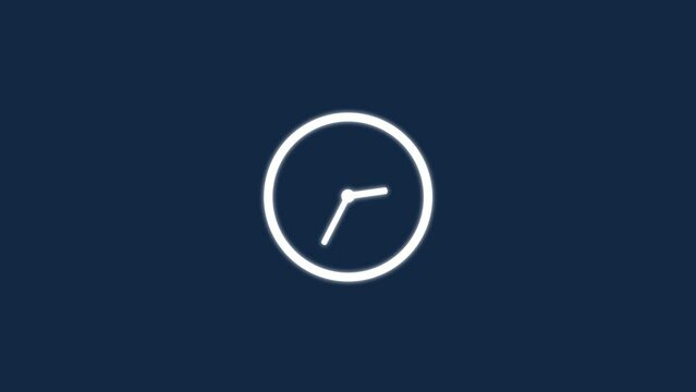 Clock icon flat style and 24 hours timer clock animation.