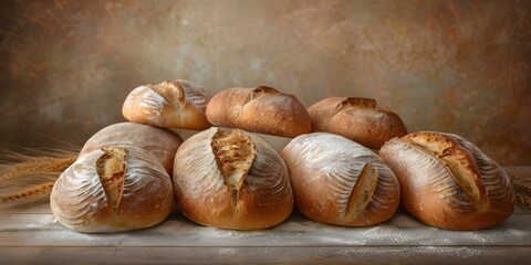 Rustic Oil Painting of a Vintage Bakery Scene with Golden Loaves. Concept Vintage, Rustic, Oil Painting, Bakery Scene, Golden Loaves