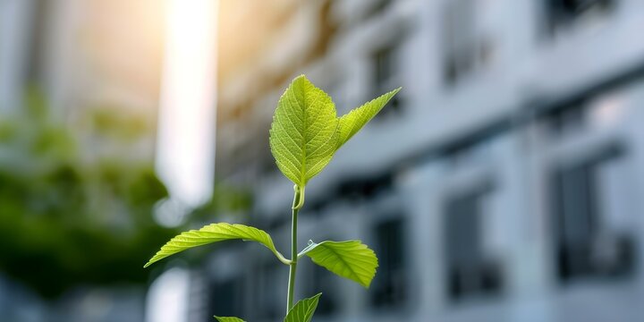 Ecofriendly architecture recognized with green certification plaque for sustainable office building. Concept Sustainable Architecture, Green Certification, Eco-Friendly Design, Office Building