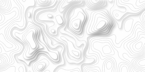 Vector geography landscape Topo contour map on white background, Topographic contour lines. Seamless pattern with lines Topographic map. Geographic mountain relief diagram line wave carve pattern.