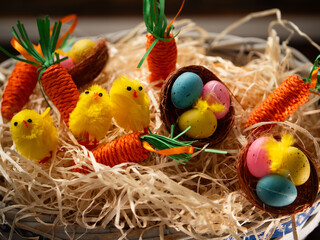 Colorful Easter decorations display