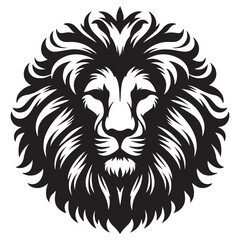 Lion Head Silhouette Vector Art Illustration 