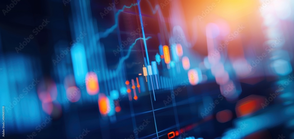 Aufkleber a colorful graph with blue and orange lines
