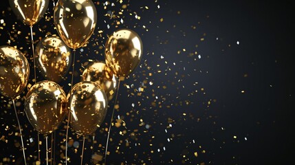 Gold Balloons and Confetti Celebration